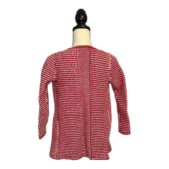 Talbots 100% Merino Wool Open Front Cardigan Knit Sweater Women S Red White Long - Picture 4 of 6